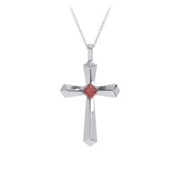 Flared Cross Pendant with Princess Stone
