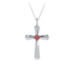 Flared Cross Pendant with Princess Stone