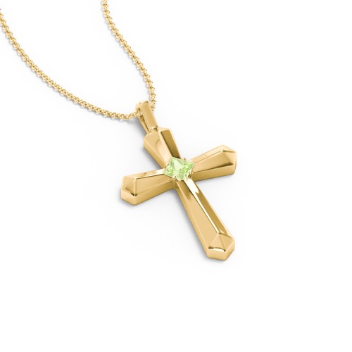 Flared Cross Pendant with Princess Stone