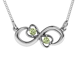 Two Hearts Infinity Pendant in 925 Sterling Silver with Peridot