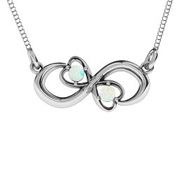 Two Hearts Infinity Pendant in 925 Sterling Silver with Opal