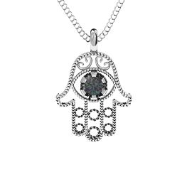 Hamsa Pendant in 925 Sterling Silver with Alexandrite