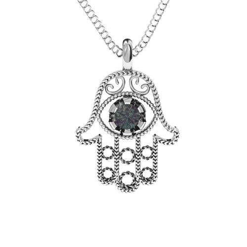 Hamsa Pendant – Sterling Silver with Alexandrite