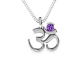 Om Yoga Pendant with 3mm Round Stone