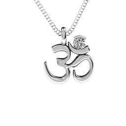 Om Yoga Pendant with 3mm Round Stone