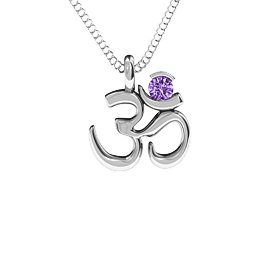 Om Yoga Pendant with 3mm Round Stone