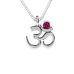 Om Yoga Pendant with 3mm Round Stone