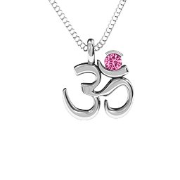 Om Yoga Pendant with 3mm Round Stone