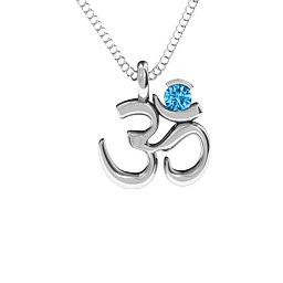 Om Yoga Pendant with 3mm Round Stone
