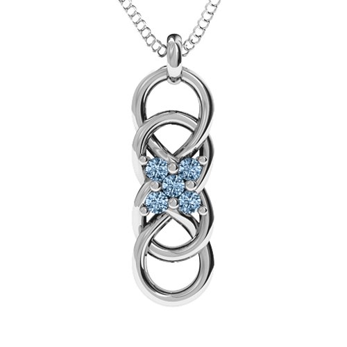 Sisters Interlocked Infinity Pendant – Sterling Silver with Aquamarine