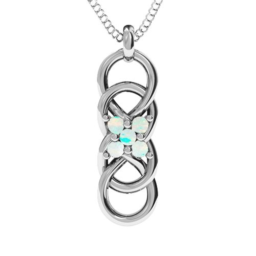 Sisters Interlocked Infinity Pendant – Sterling Silver with Opal