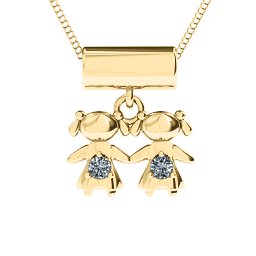 Sisters or Daughters Character Pendant in 9K Solid Yellow Gold