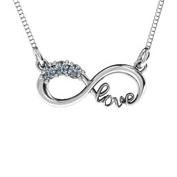 Three Stone Infinity Love Pendant in 925 Sterling Silver with Diamond