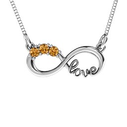 Three Stone Infinity Love Pendant in 925 Sterling Silver with Citrine