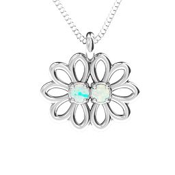 Sister's Flower Pendant in 925 Sterling Silver with Opal