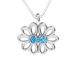 Sister's Flower Pendant in 925 Sterling Silver with Blue Topaz