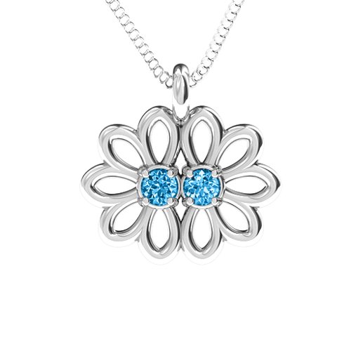 Sister's Flower Pendant – Sterling Silver with Blue Topaz