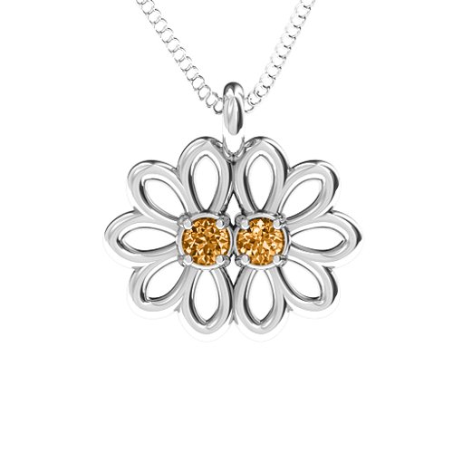 Sister's Flower Pendant – Sterling Silver with Citrine