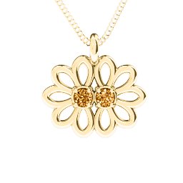 Sister's Flower Pendant in 9K Solid Yellow Gold with Citrine