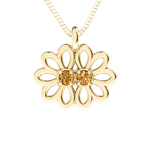 Sister's Flower Pendant – 9kt Yellow Gold with Citrine