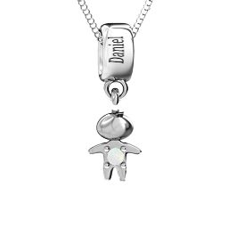 Happy Boy Pendant in 925 Sterling Silver with Opal