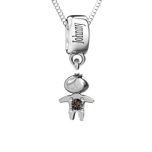 Happy Boy Pendant – Sterling Silver with Smokey Quartz
