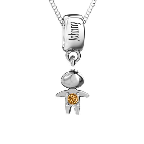 Happy Boy Pendant – Sterling Silver with Citrine
