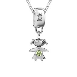 Happy Girl Pendant in 925 Sterling Silver with Peridot