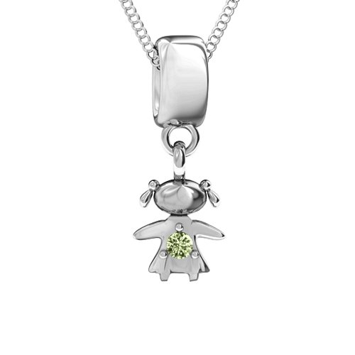 Happy Girl Pendant – Sterling Silver with Peridot
