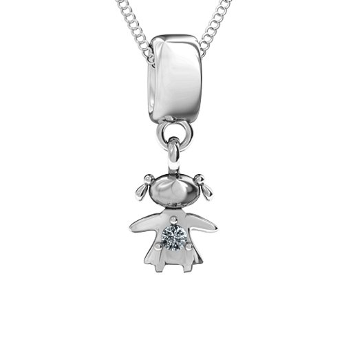 Happy Girl Pendant – Sterling Silver with Cubic Zirconia