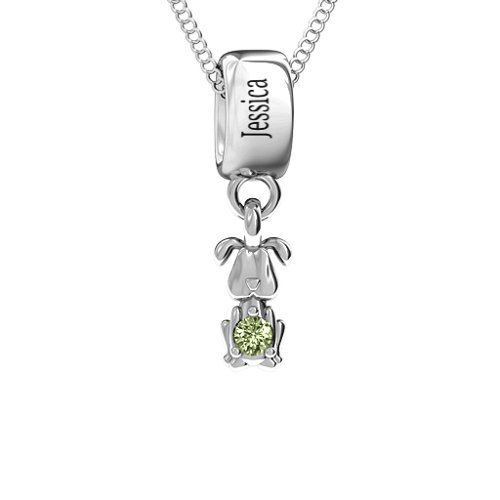 Happy Dog Pendant – Sterling Silver with Peridot