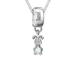 Happy Dog Pendant in 925 Sterling Silver with Opal