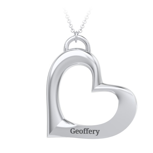 Tilted Heart Pendant – Sterling Silver