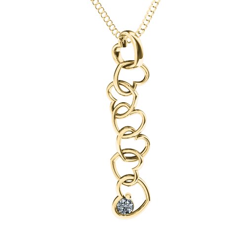 Falling in Love Pendant – 18K Gold Plated Silver with Cubic Zirconia