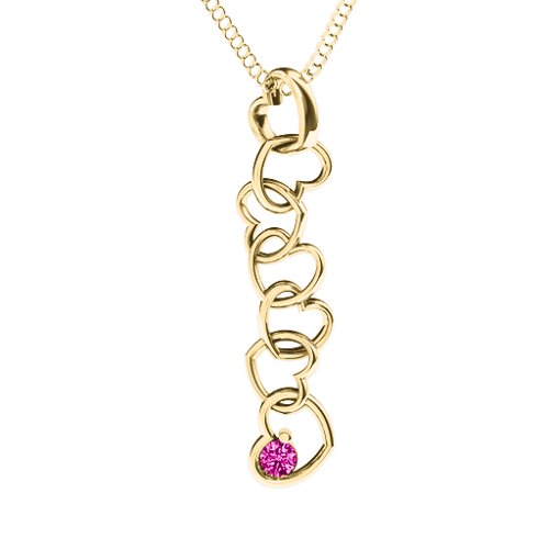 Falling in Love Pendant – 18K Gold Plated Silver with Pink Tourmaline