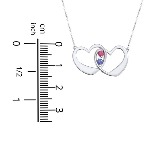 Merging Hearts Pendant – 9kt Rose Gold with Blue Sapphire and Ruby