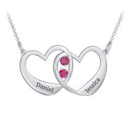 Merging Hearts Pendant in 925 Sterling Silver with Ruby