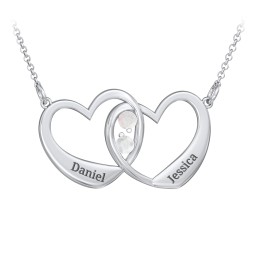 Merging Hearts Pendant in 925 Sterling Silver with Opal