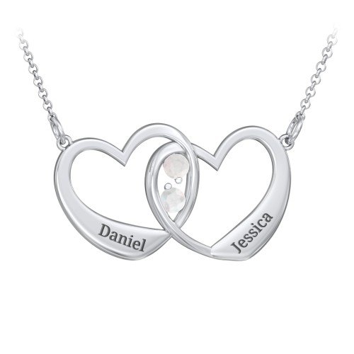 Merging Hearts Pendant – Sterling Silver with Opal