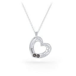 Engravable Filigree Heart Pendant with Birthstones