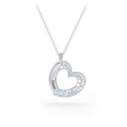 Engravable Filigree Heart Pendant with Birthstones