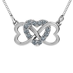 Triple Heart Infinity Pendant in 925 Sterling Silver with Diamond