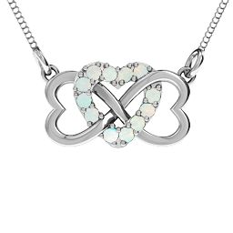 Triple Heart Infinity Pendant in 925 Sterling Silver with Opal