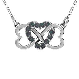 Triple Heart Infinity Pendant in 925 Sterling Silver with Alexandrite