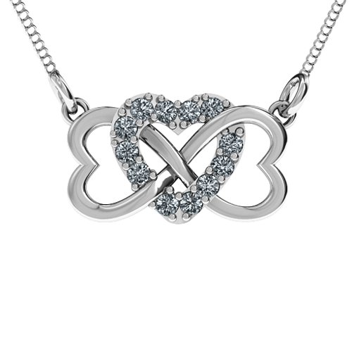 Triple Heart Infinity Pendant – Sterling Silver with Diamond