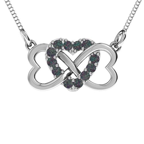 Triple Heart Infinity Pendant – Sterling Silver with Alexandrite