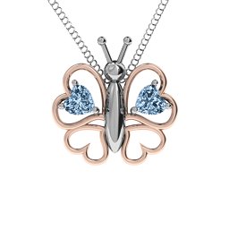Love Butterfly Pendant in 925 Sterling Silver with Aquamarine