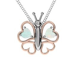 Love Butterfly Pendant in 925 Sterling Silver with Opal