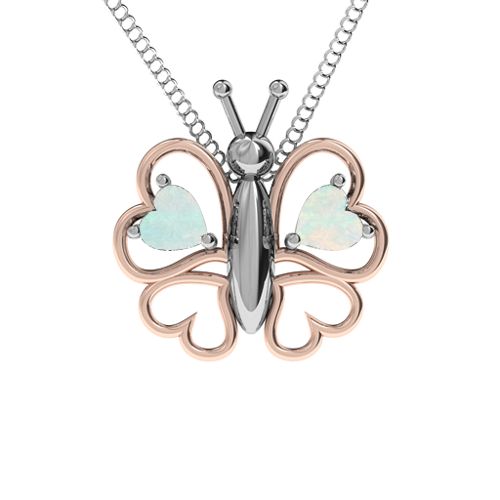 Love Butterfly Pendant – Sterling Silver with Opal