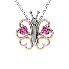 Love Butterfly Pendant – 9kt Yellow Gold with Pink Tourmaline